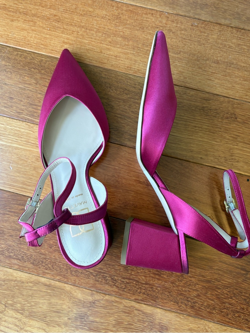 Mavette Aurora Pump Raspberry Wine Satin EU 38.5 US 8.5 Heels Italy NIB